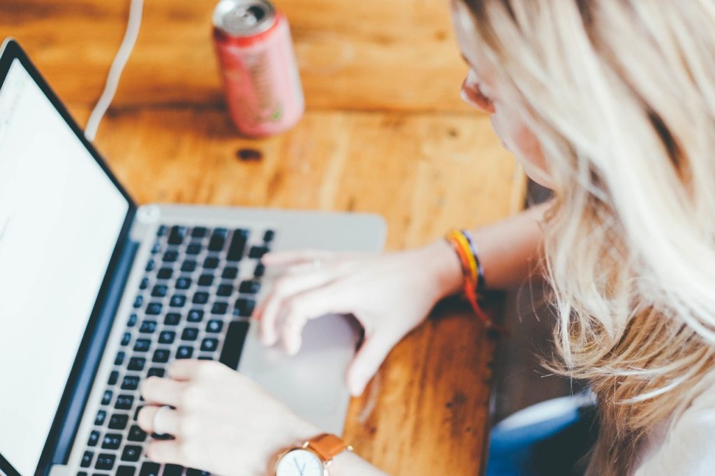 woman working at a computer